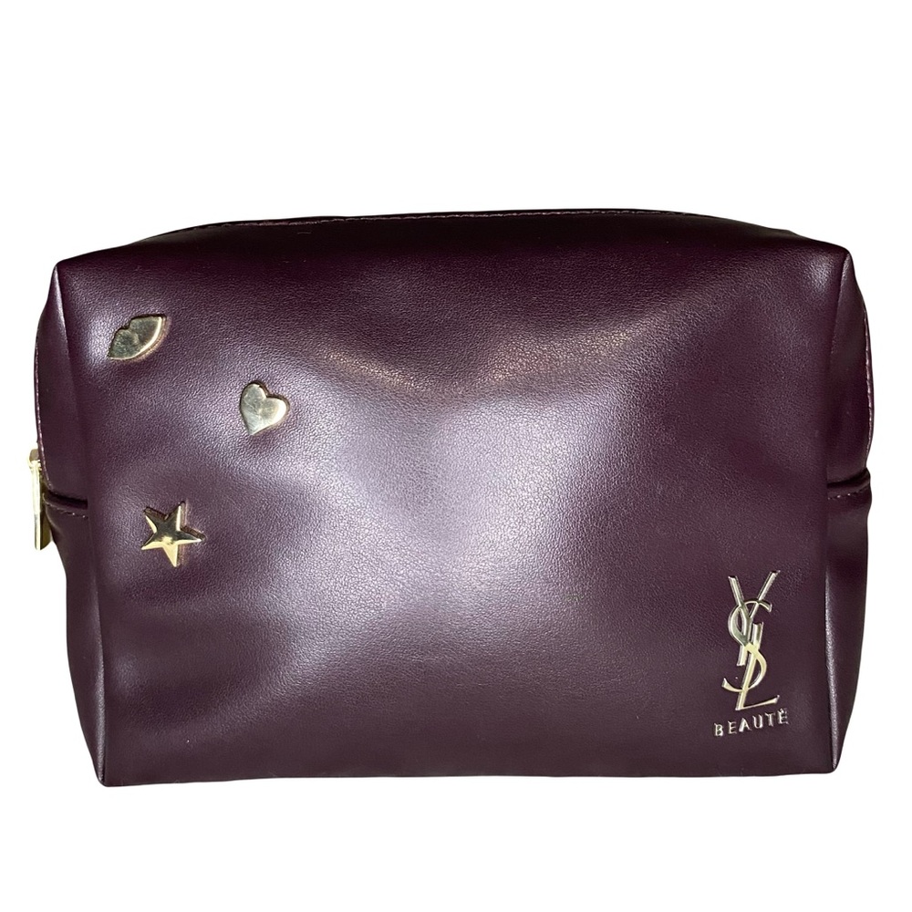 Saint Laurent Deep Purple Leather Holder with Gold Details